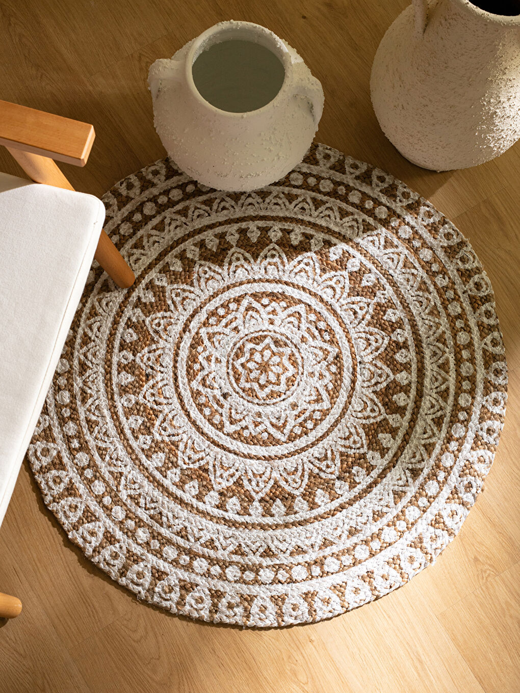 Ethnic Patterned Round Carpet 90x90 Cm