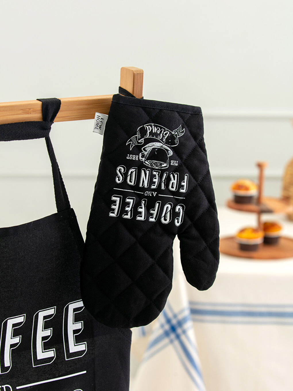 Beyaz Yazı Baskılı Fırın Eldiveni