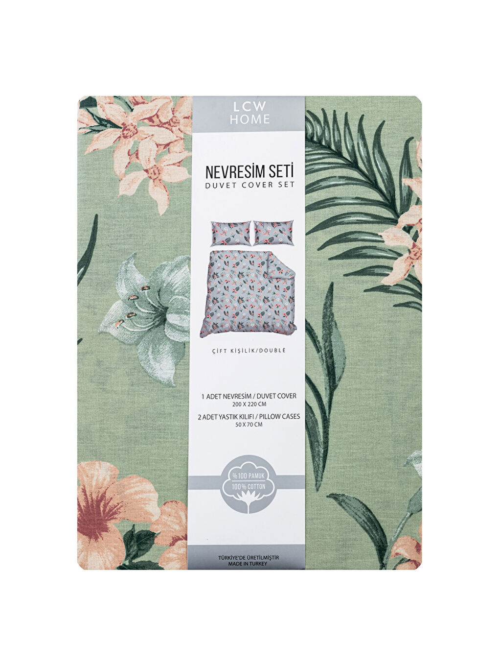 Karışık Çift Kişilik Pamuklu Çiçek Baskılı Nevresim ve Yastık Kılıfı-5