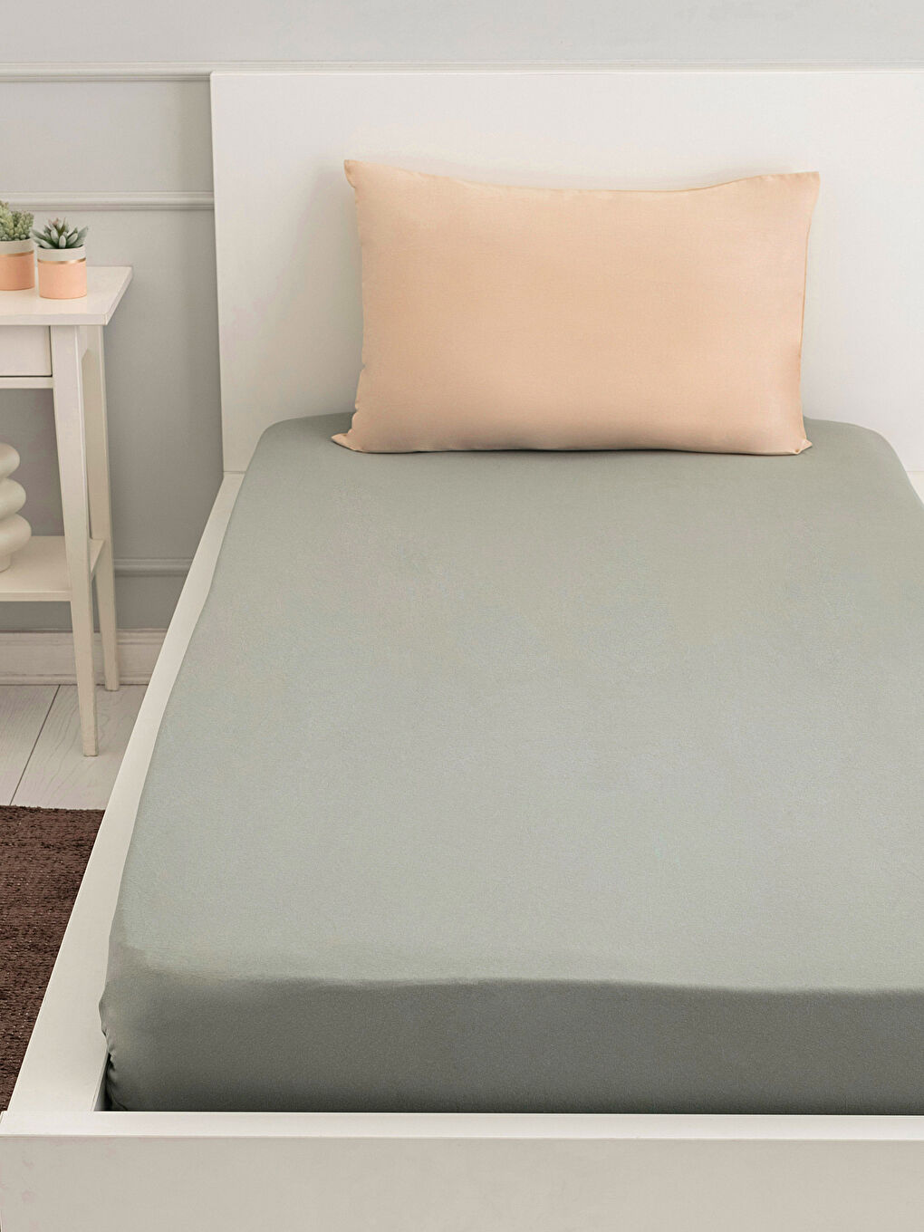 Drap Housse Simple en Coton Uni 100x200x30 Cm