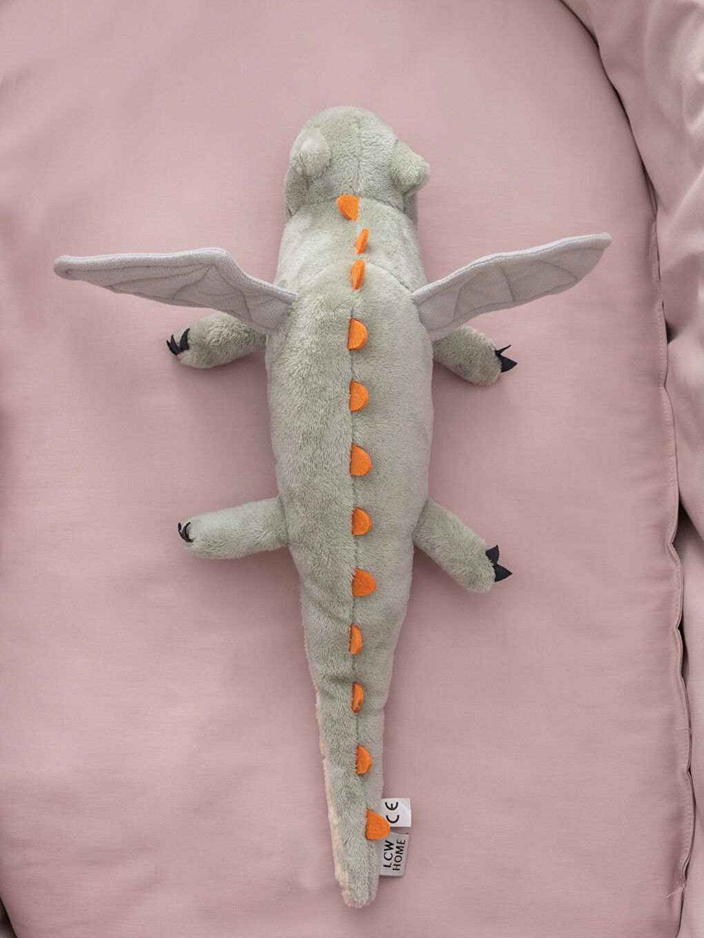 Yeşil Yumuşak Dokulu Dolgulu Kanatlı Ejderha Bebek Kırlent 45 cm-1