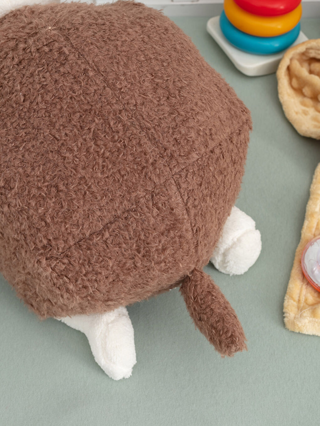 Bej Pelüş Dolgulu Koyun Bebek Kırlent 50 cm-2