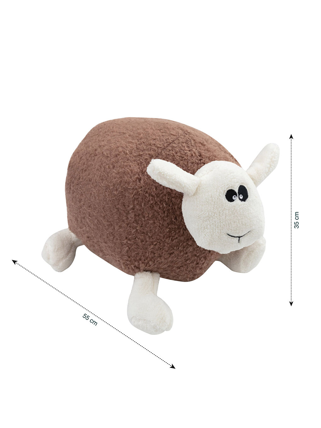 Bej Pelüş Dolgulu Koyun Bebek Kırlent 50 cm-3