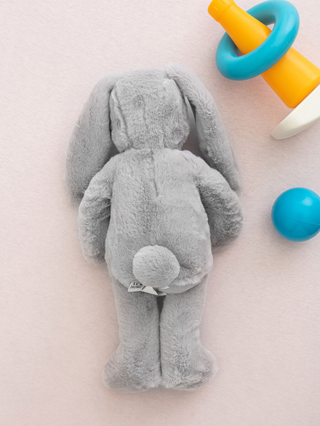 Gri Pelüş Dolgulu Tavşan Bebek Kırlent 50 cm-1