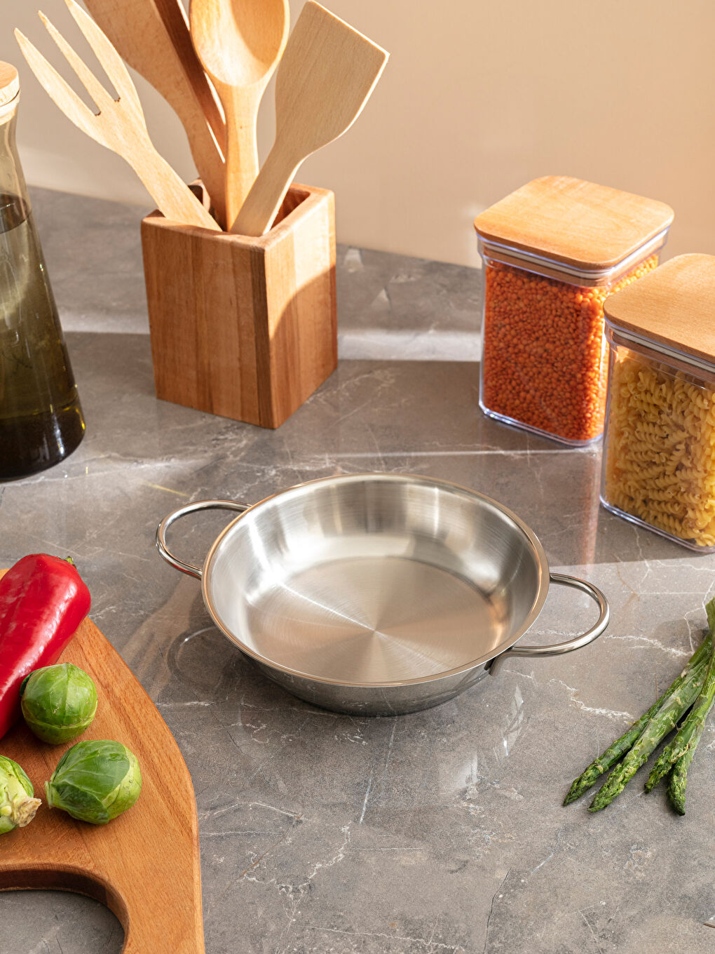 Metalik Düz Çelik Tava 18 cm-1