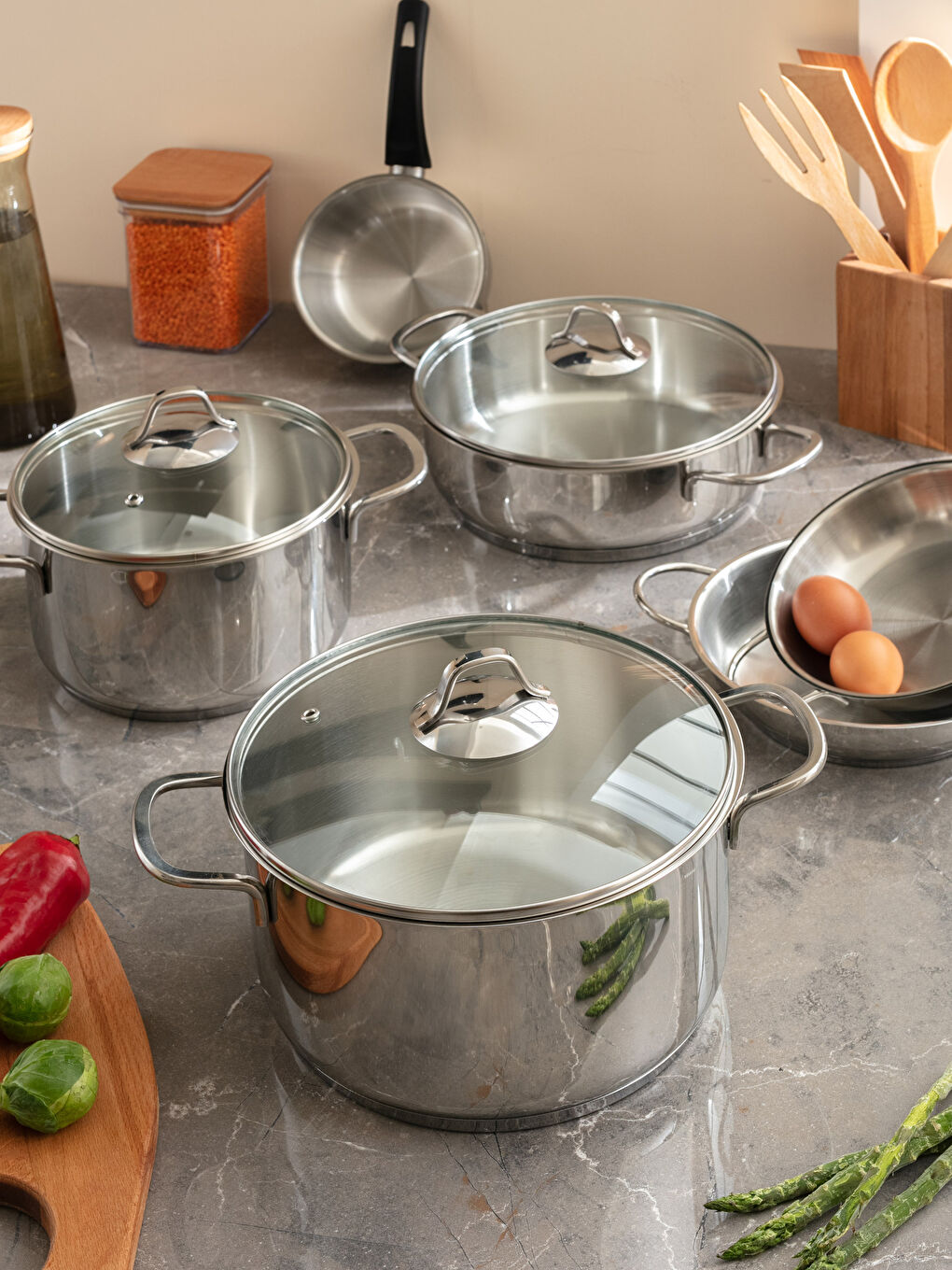 Metalik Düz Çelik Tencere 24 cm