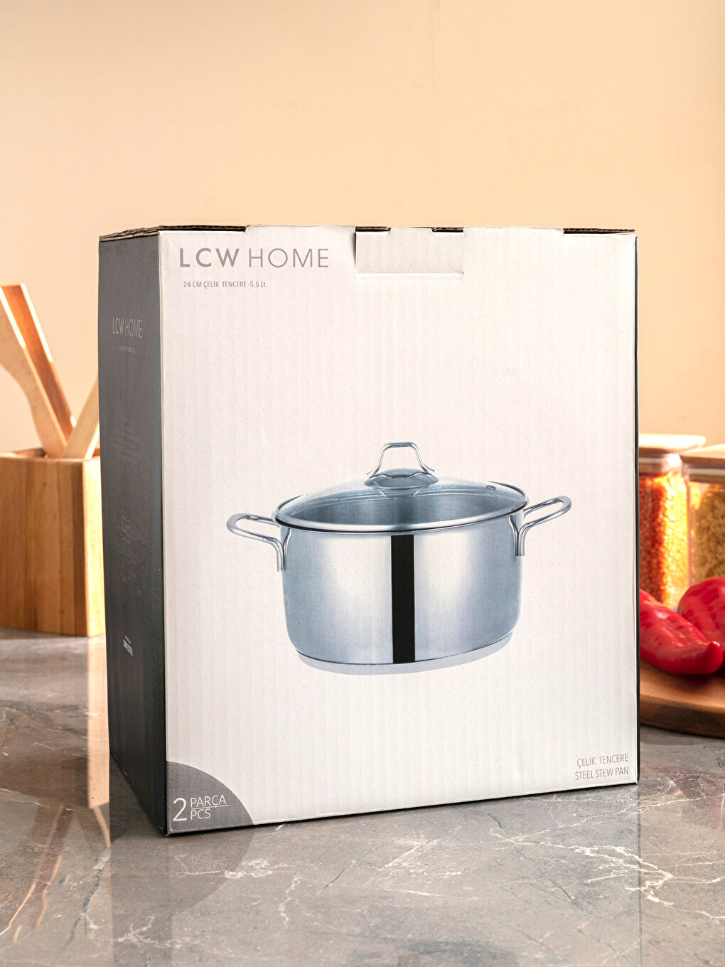 Metalik Düz Çelik Tencere 24 cm-6