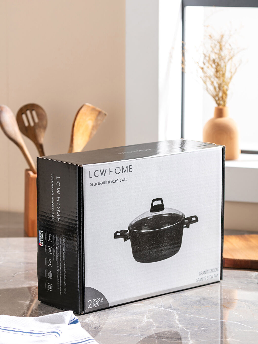 Granite Pot With Glass Lid 20 Cm-6