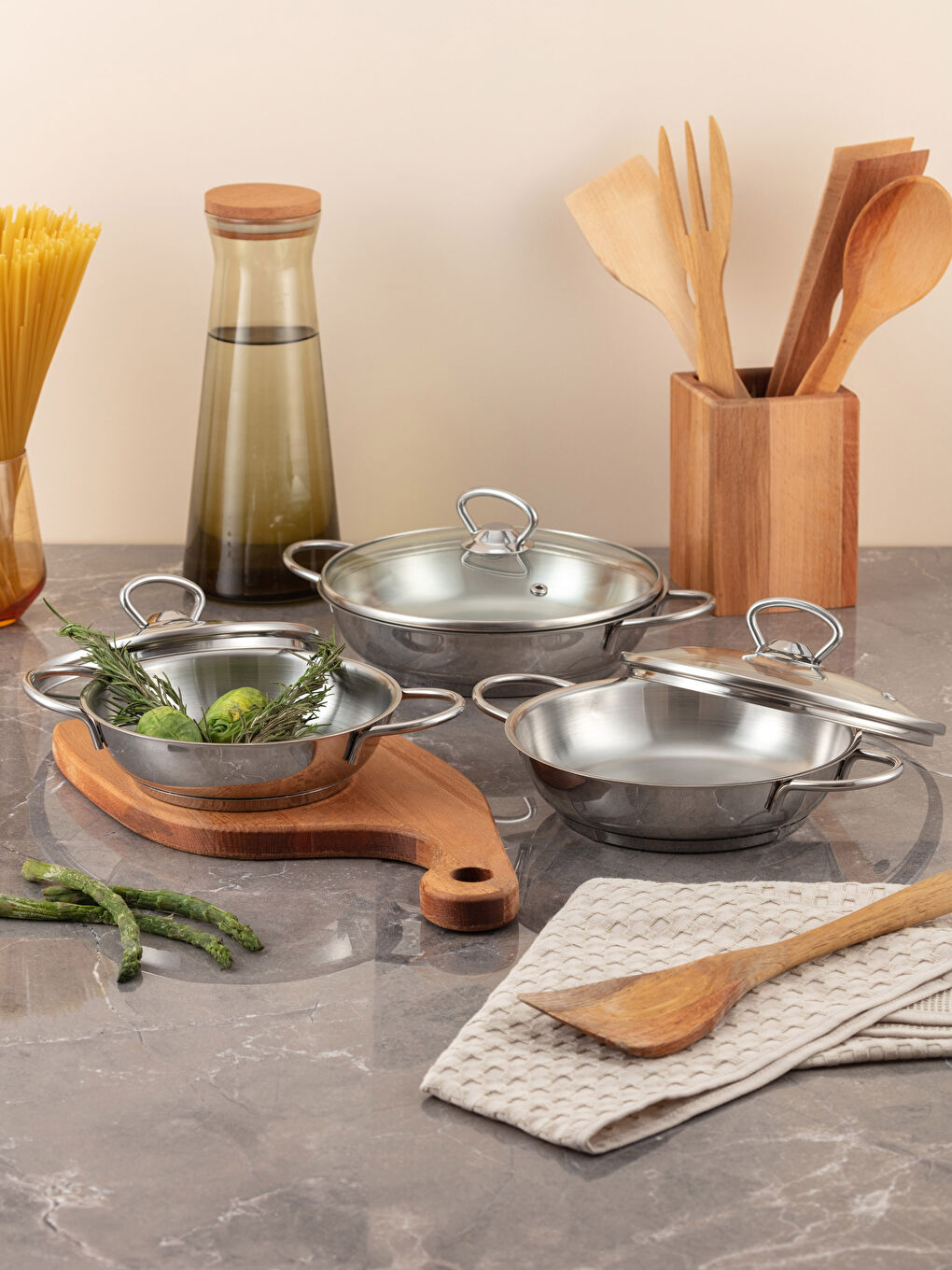 Metalik Çelik Sahan Seti 3'lü