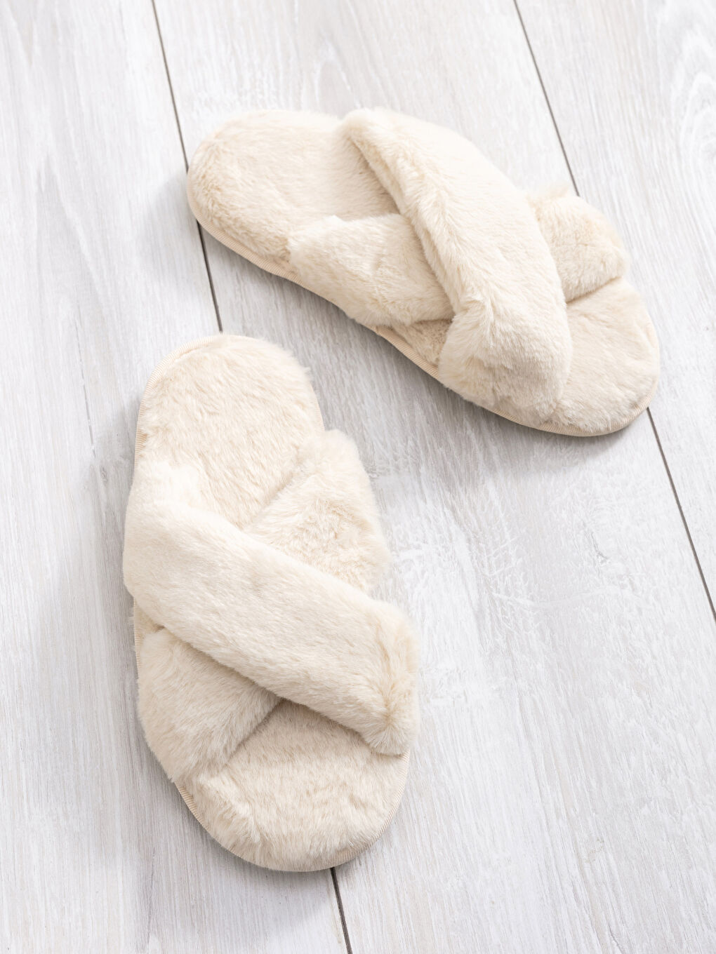 Cross Band Plush House Slippers