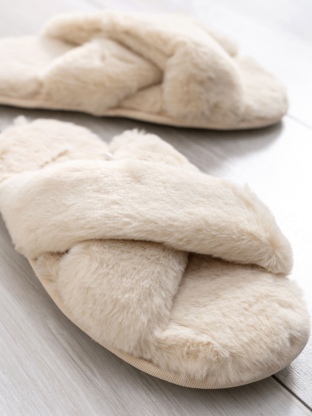 Cross Band Plush House Slippers-2