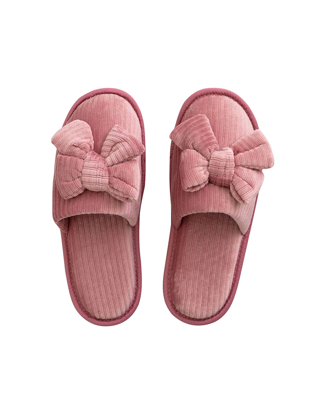 Bow Detailed Women's Velvet House Slippers-4