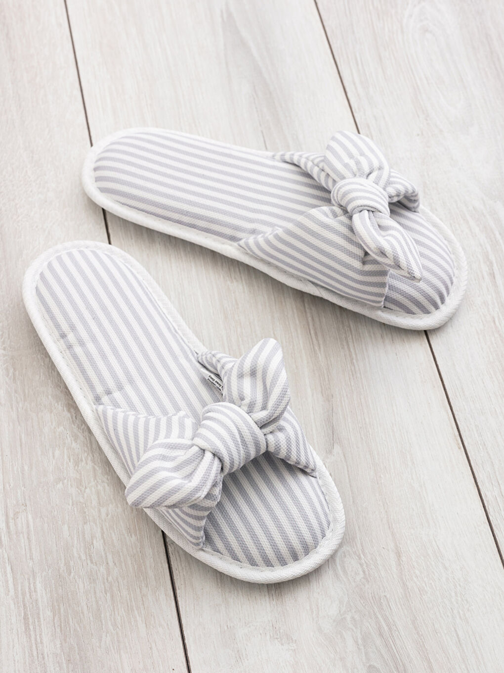 Striped Bow Women's House Slippers