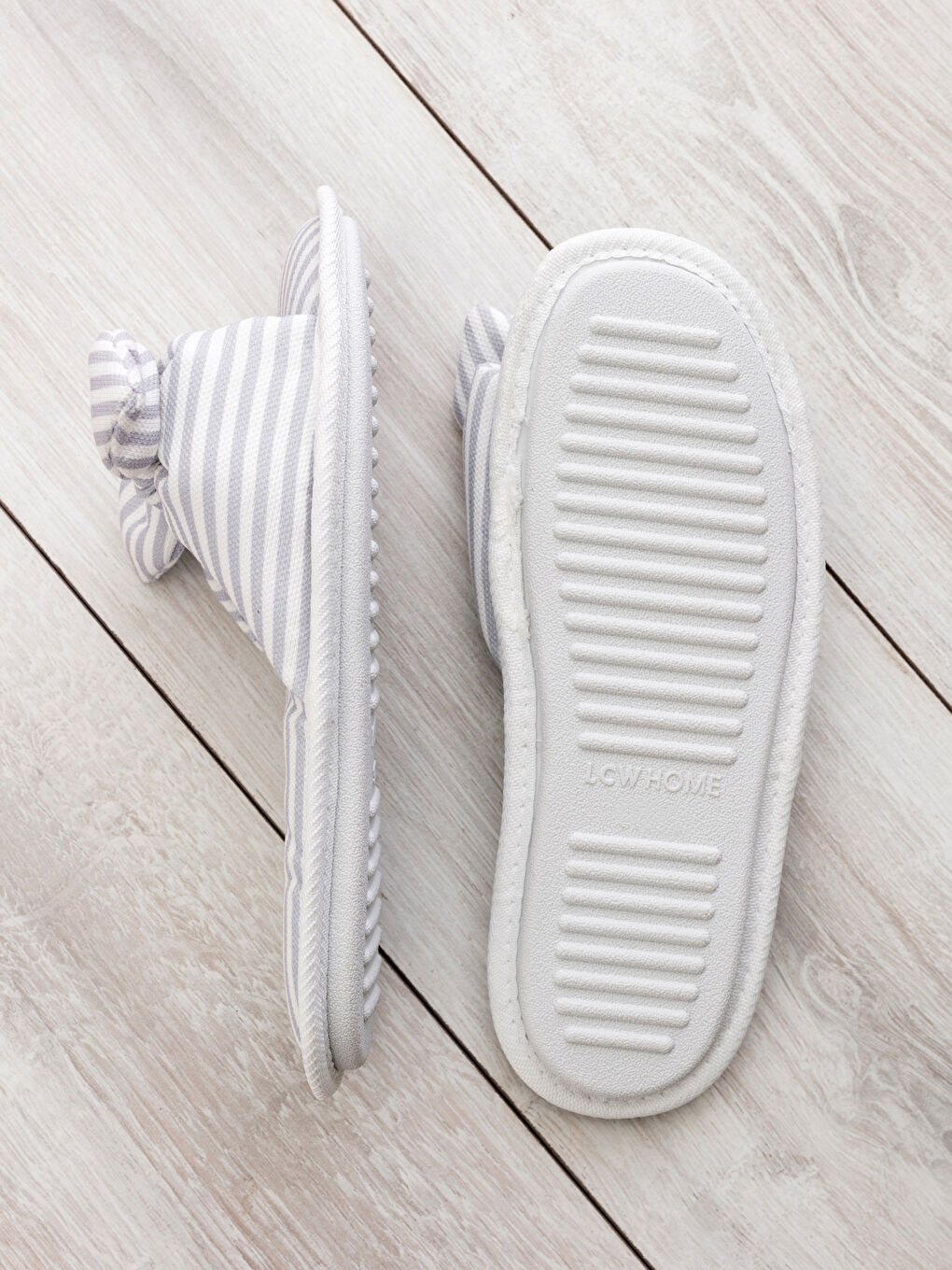 Striped Bow Women's House Slippers-1