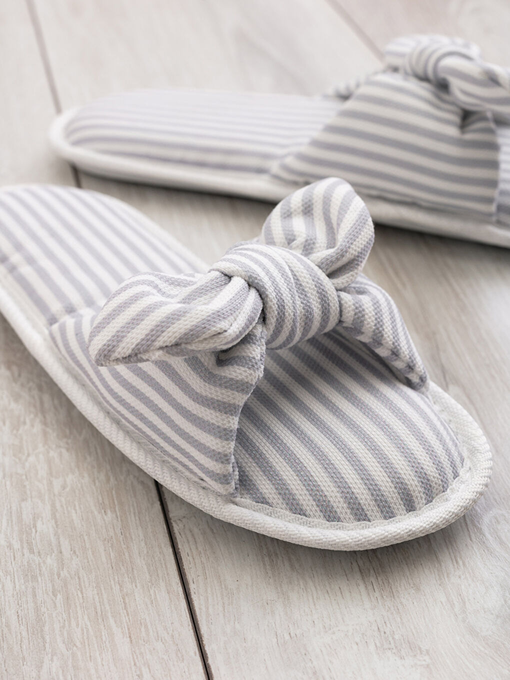 Striped Bow Women's House Slippers-2