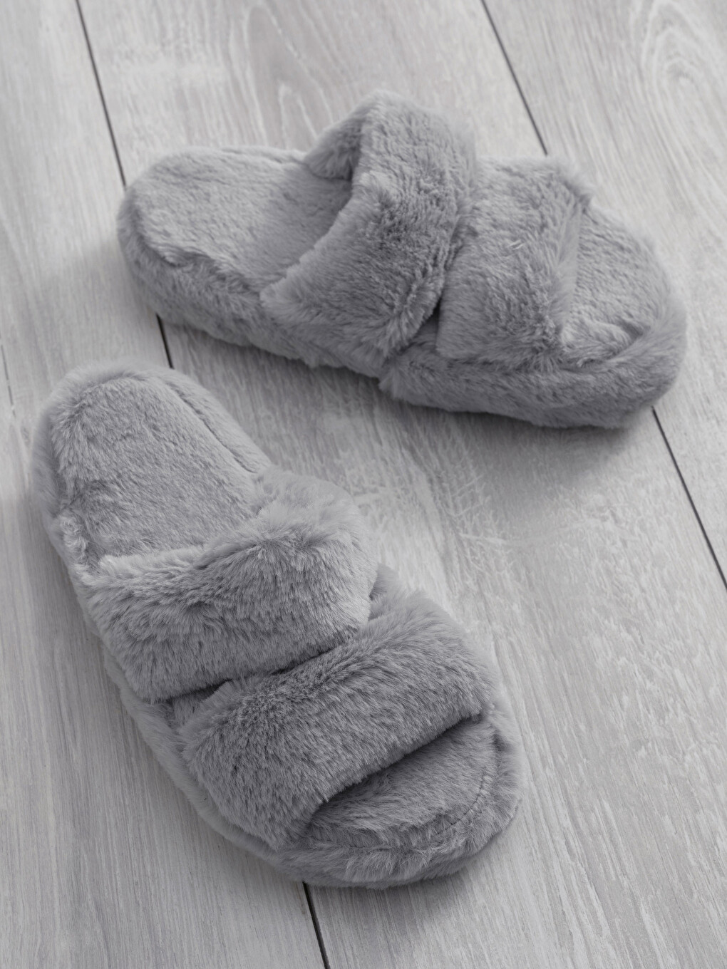 Double Band Women's Plush Indoor Slippers