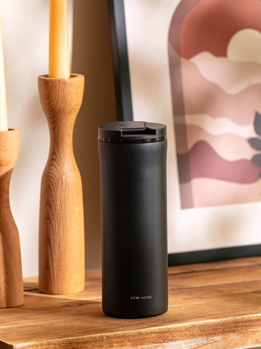 Siyah Düz Çelik Termos 400 ml