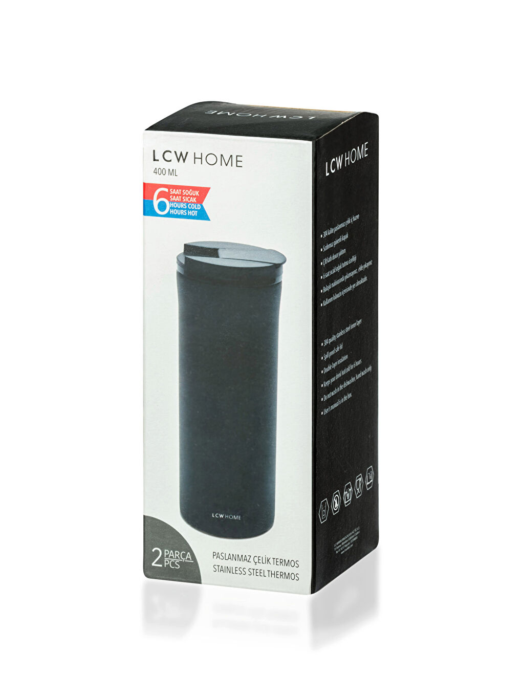 Siyah Düz Çelik Termos 400 ml-3