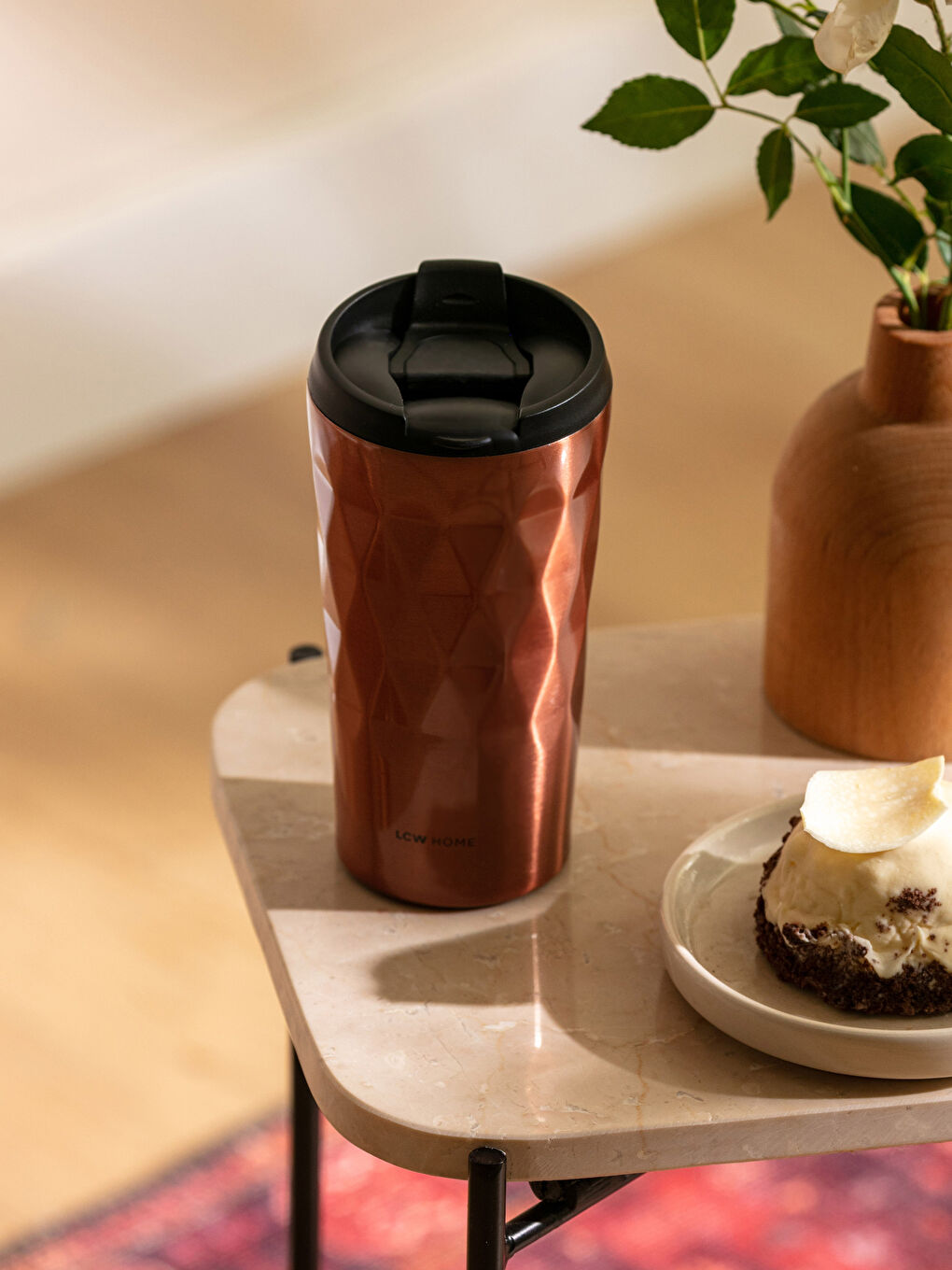 Bej Düz Çelik Termos 350 ml-1