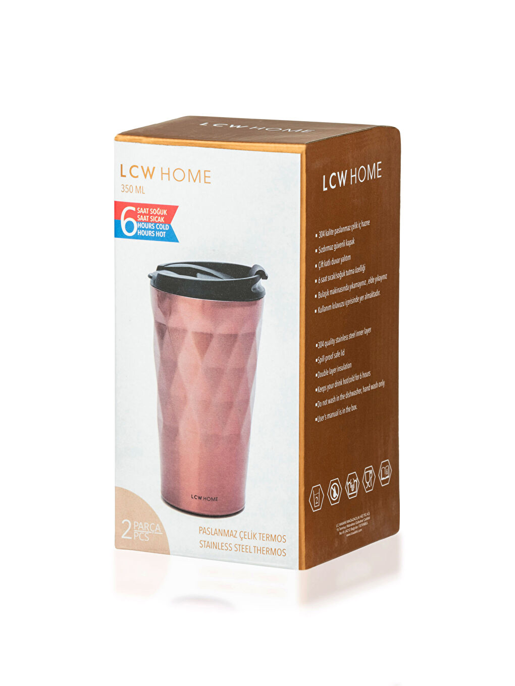 Bej Düz Çelik Termos 350 ml-4