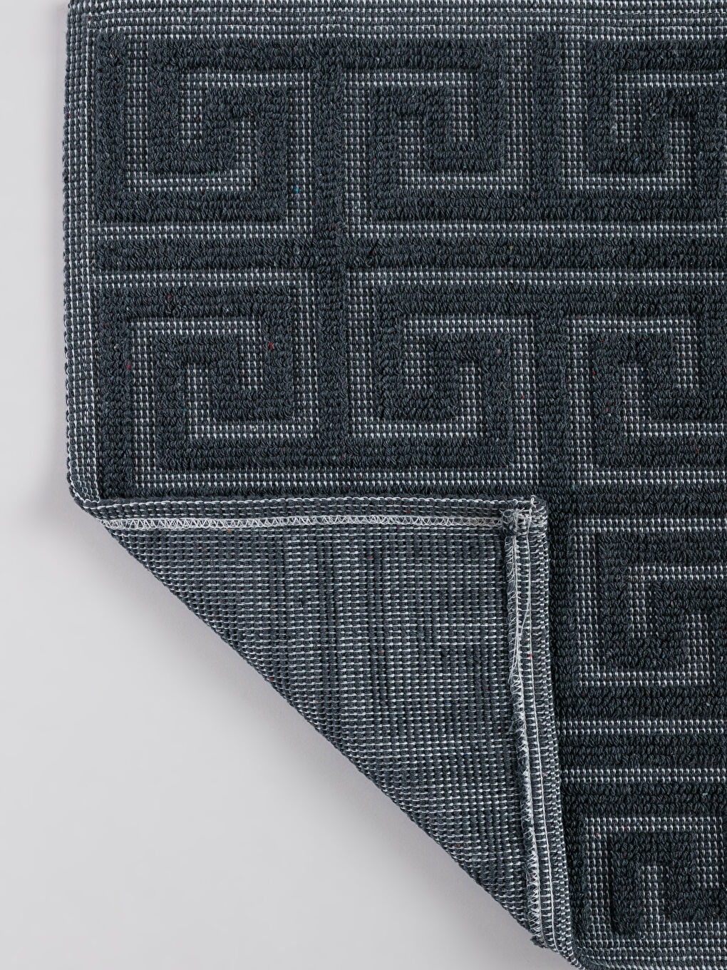 Gri Pamuklu Geometrik Desenli Banyo Paspası 50x60 cm-2