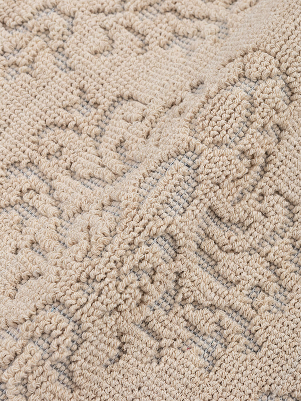 Ekru Pamuklu Desenli Banyo Paspası 50x60 cm-1