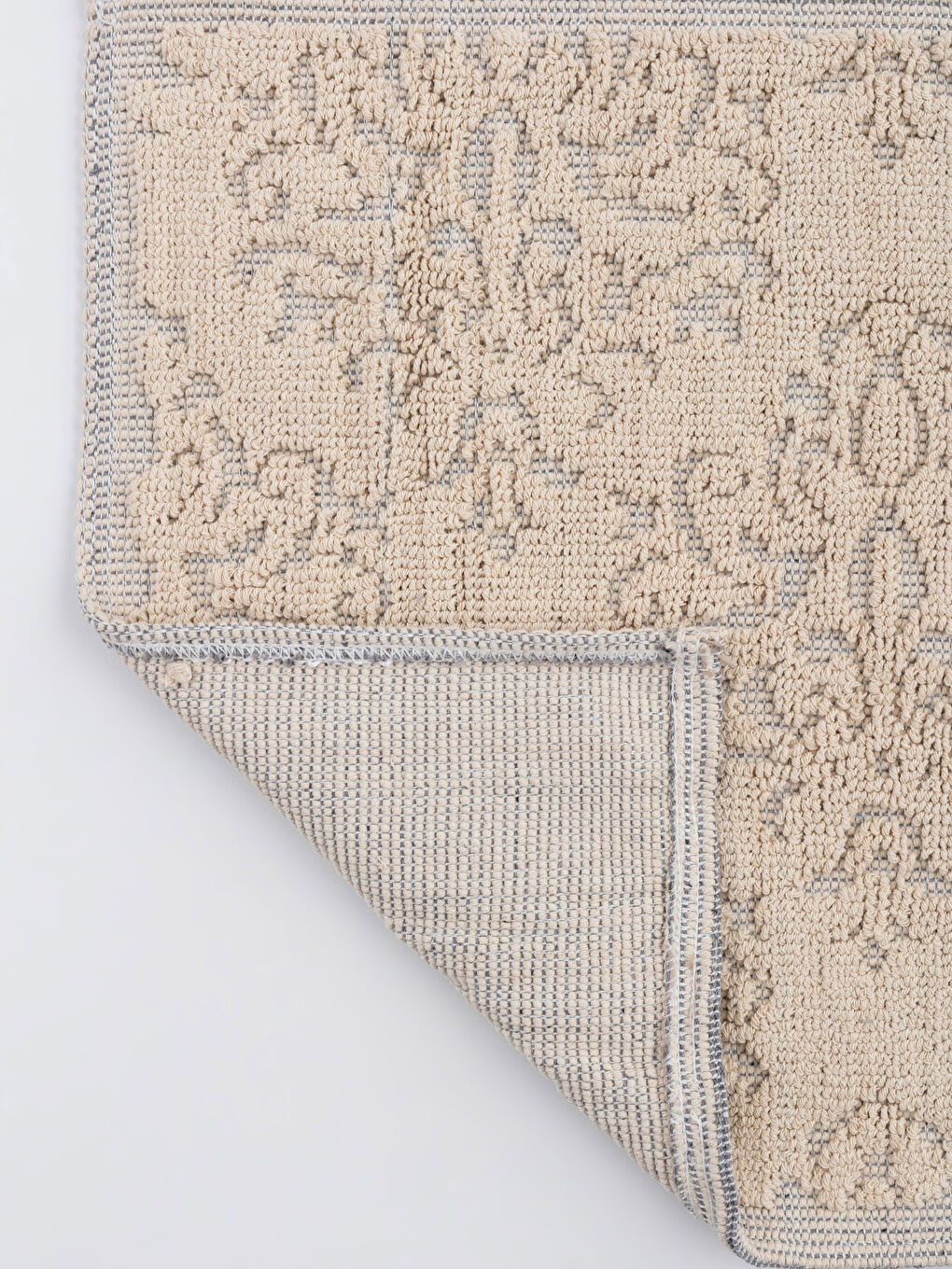 Ekru Pamuklu Desenli Banyo Paspası 50x60 cm-2