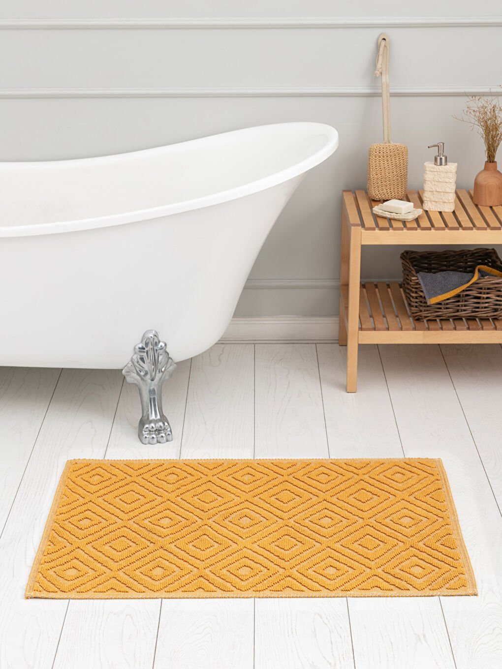 سجادة حمام قطنية بنمط هندسي 60x100 سم