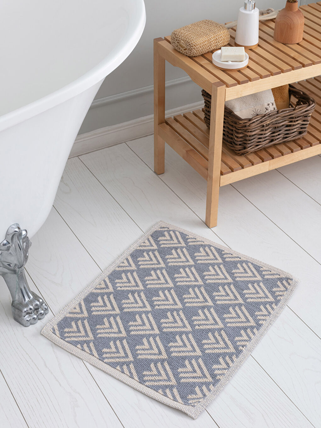 Cotton Geometric Patterned Bath Mat 50x60 Cm