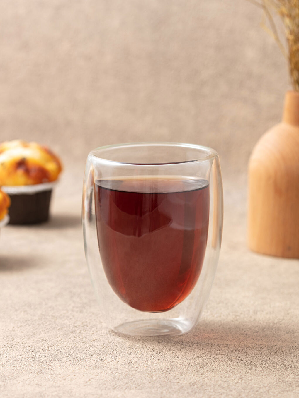 Renksiz Çift Cidarlı Cam Kupa Bardak 350 ml