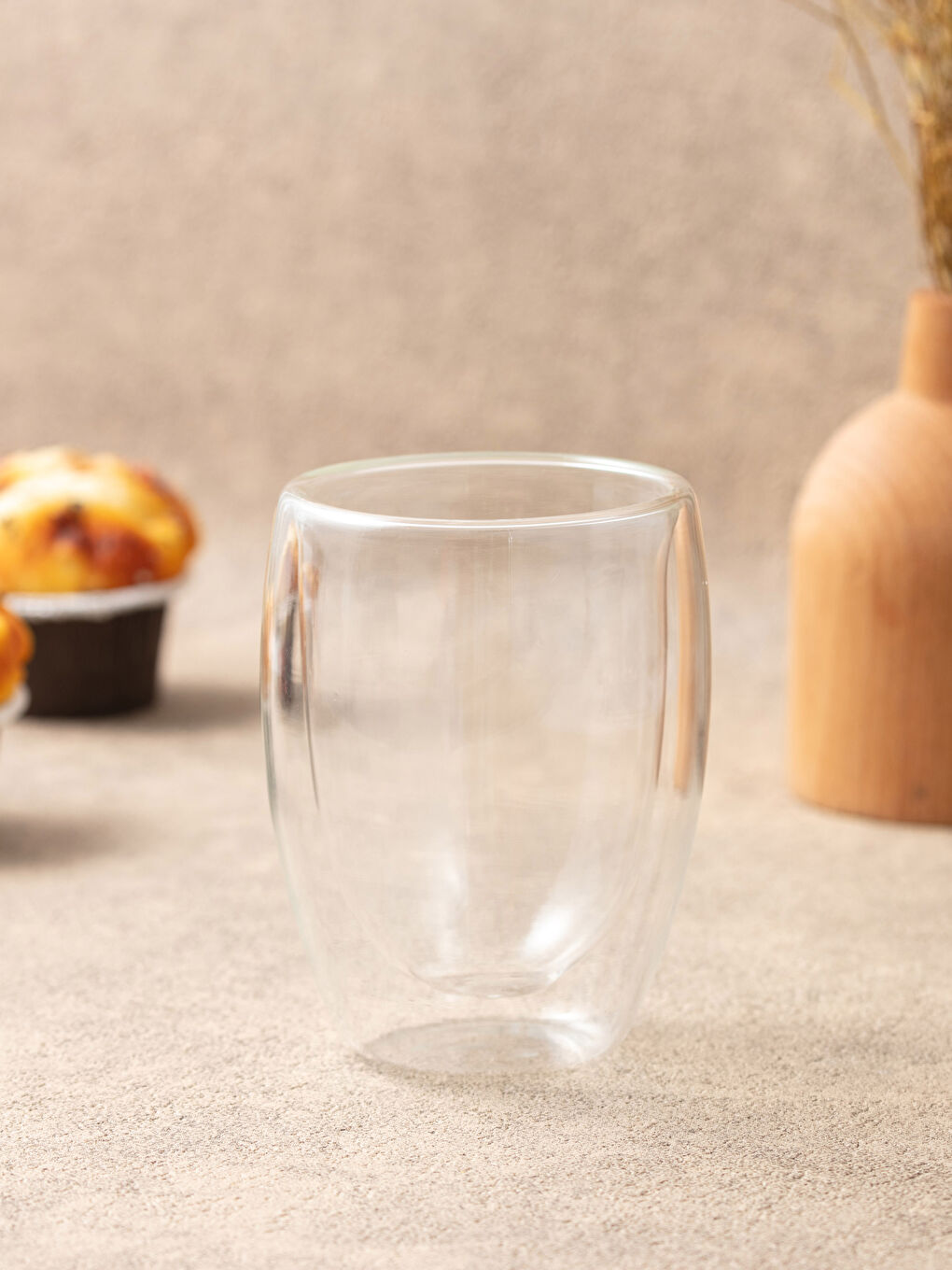 Renksiz Çift Cidarlı Cam Kupa Bardak 350 ml-1