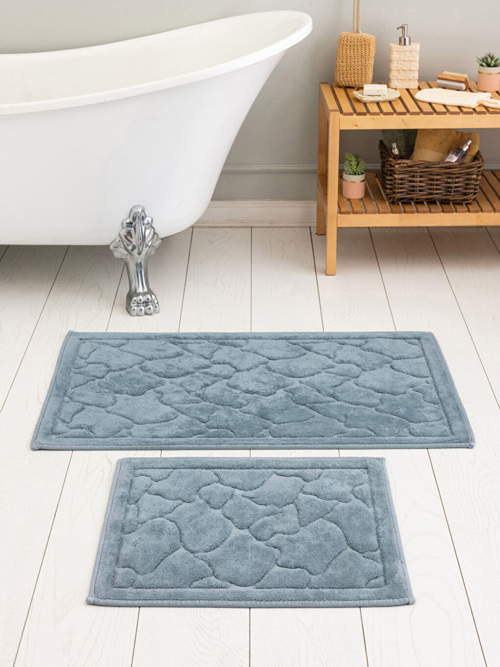 Tapis de Bain Imprimé en Coton Lot de 2