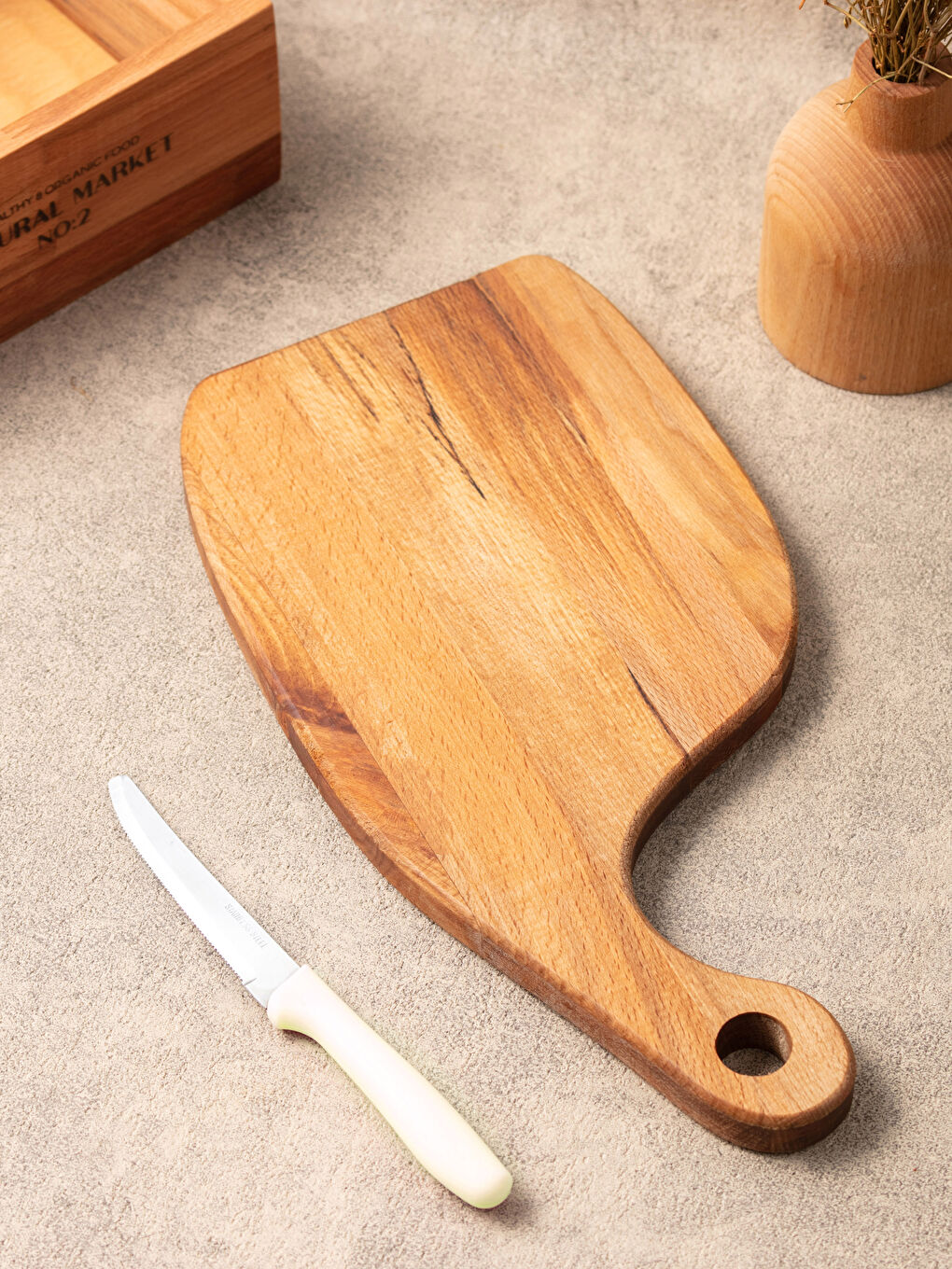 Kahverengi Düz Ahşap Kesme Tahtası 19x37x2 cm-1