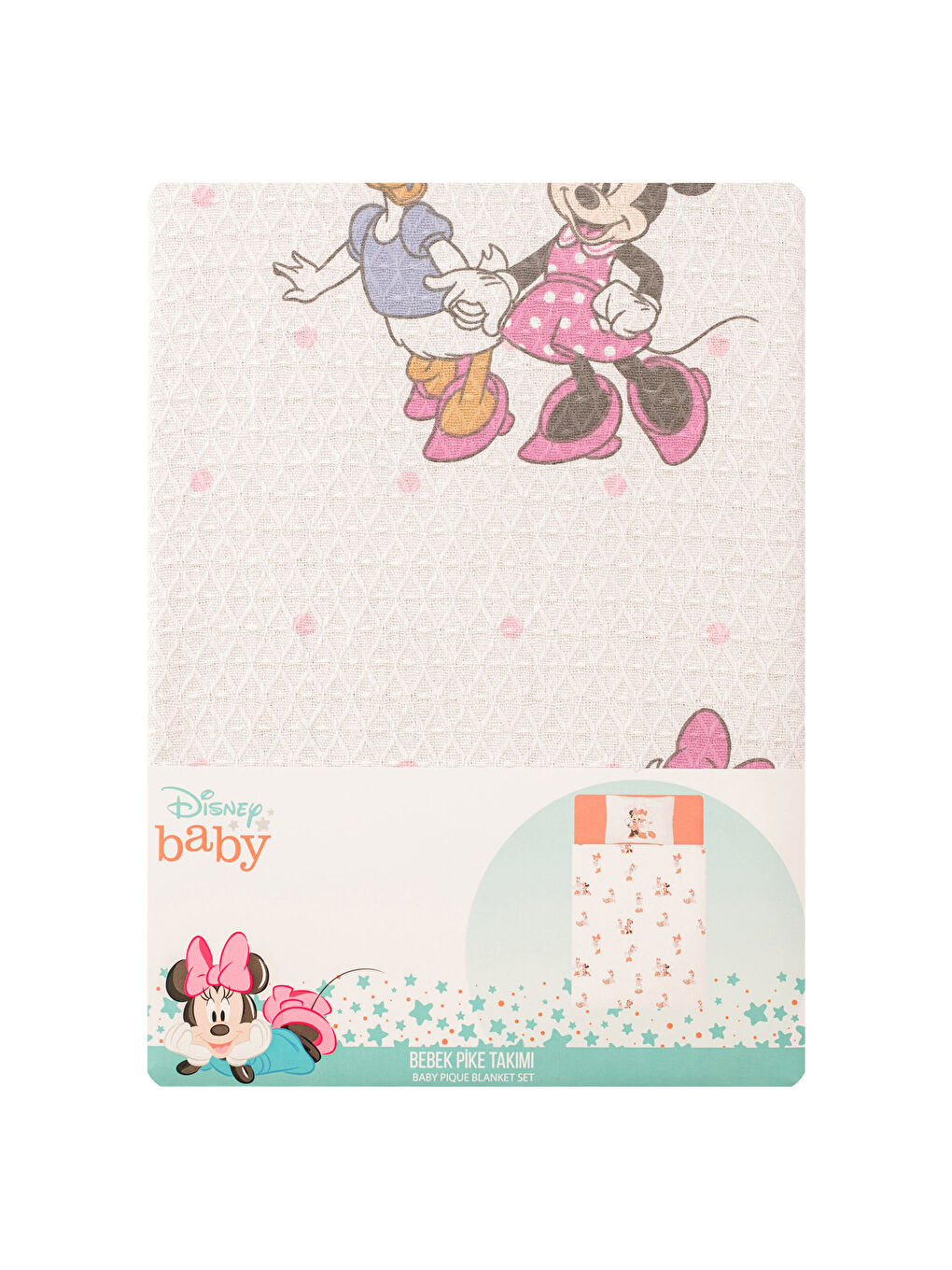 Karışık Minnie Mouse Baskılı Pamuklu Bebek Pike Takımı-6