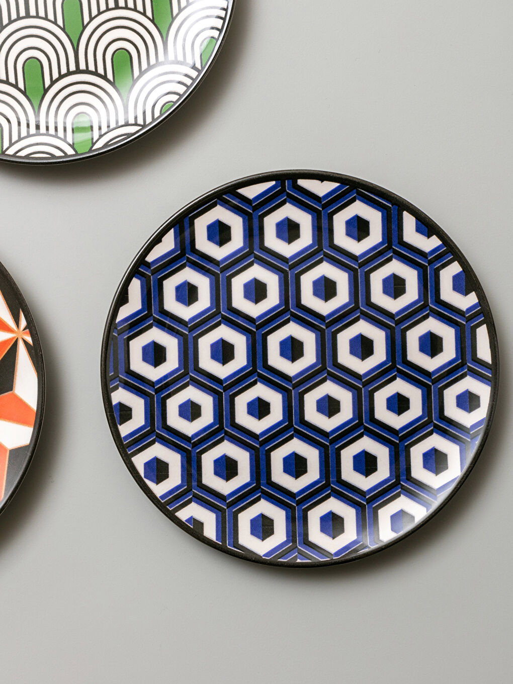 Lacivert Baskılı Seramik Tabak 19 cm-1