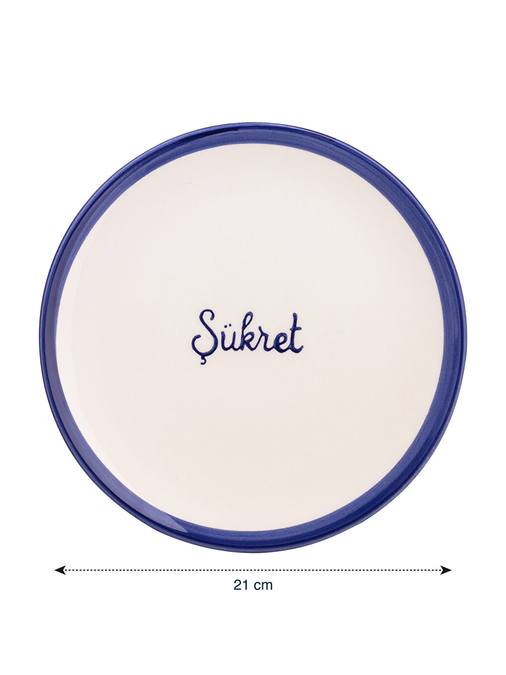 Lacivert Yazı Baskılı Seramik Tabak 21 cm-4