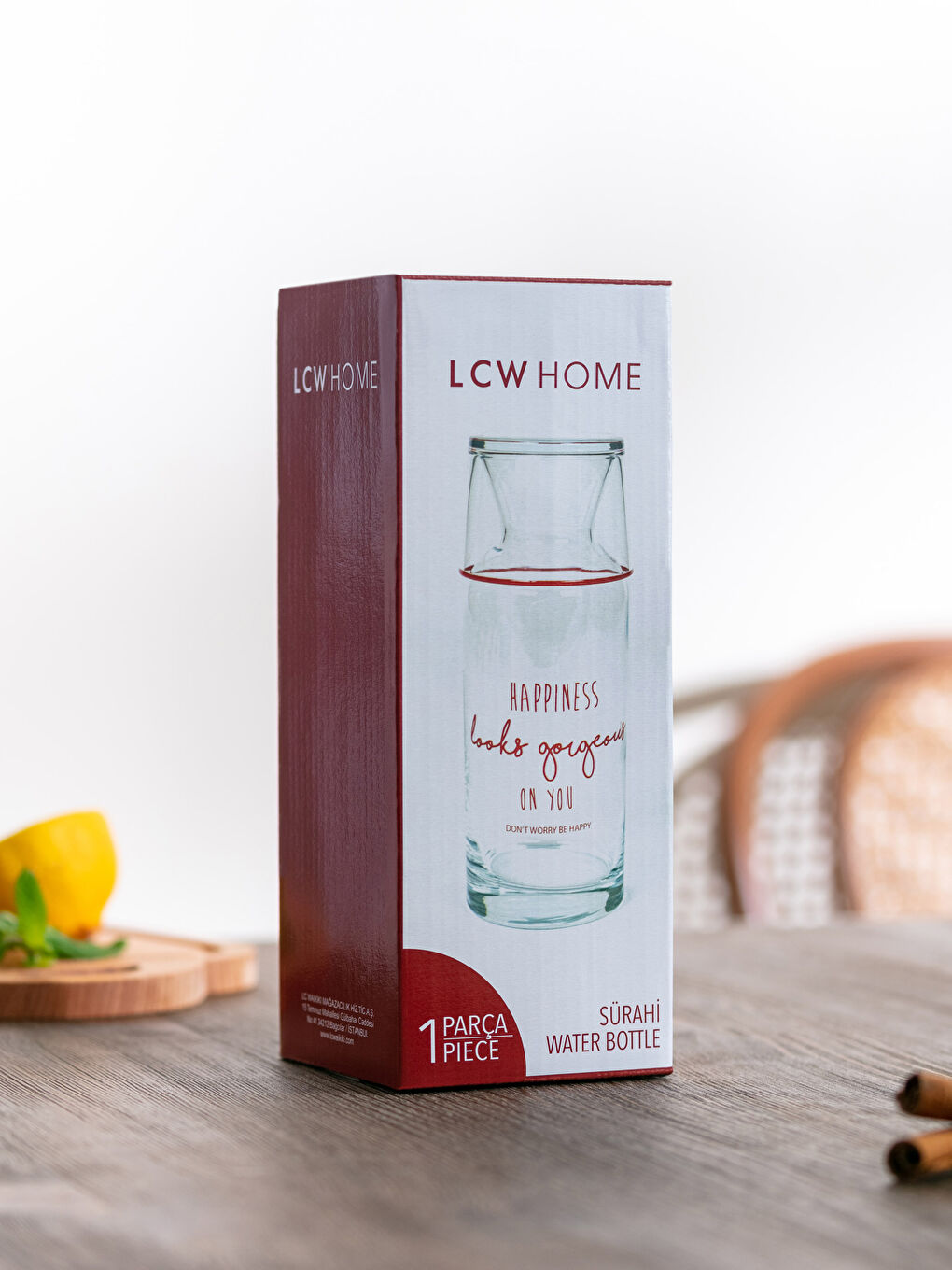 Glass Carafe Pitcher with Letter Printed Glass Lid 700 Ml-3