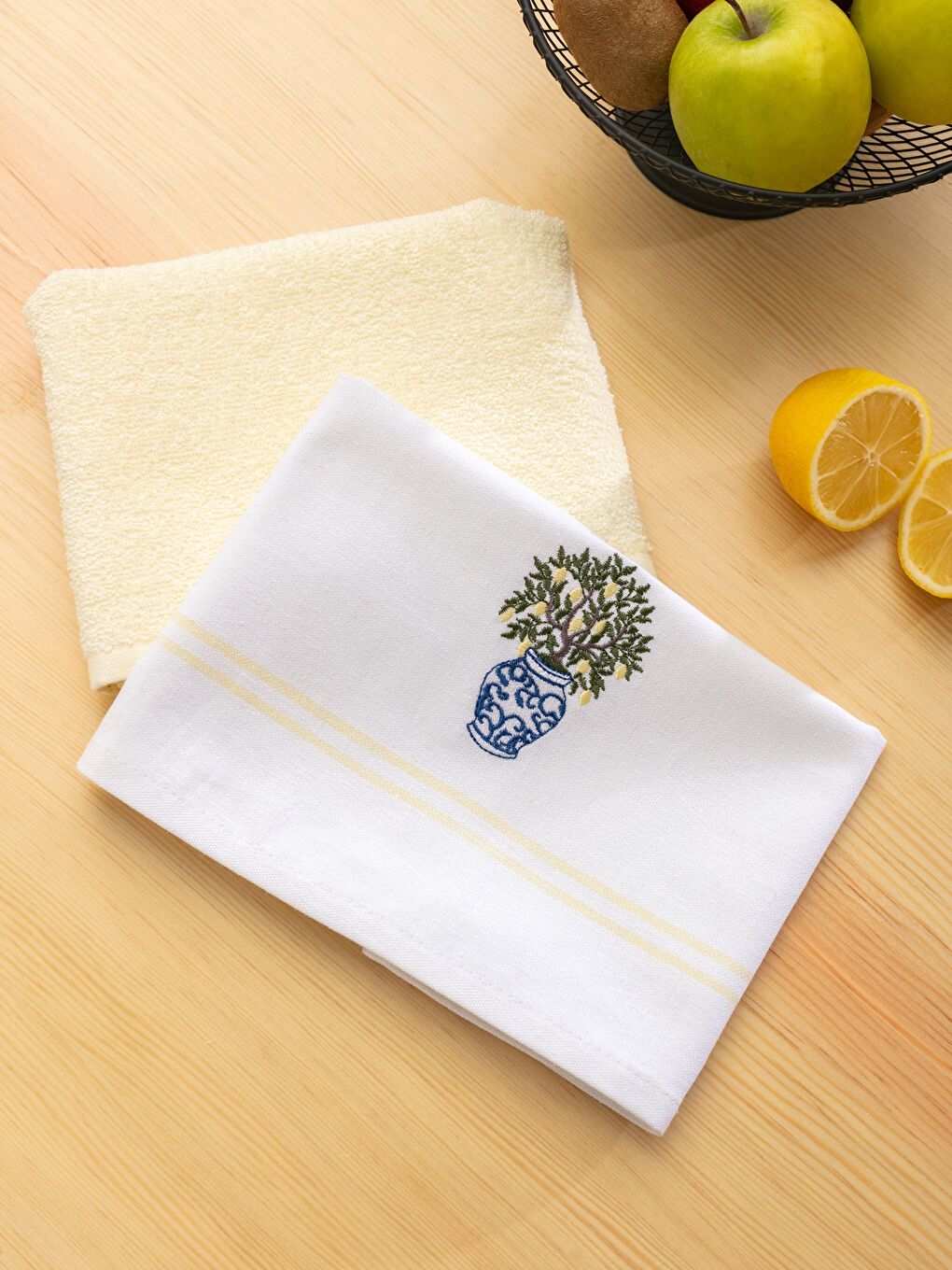 Embroidered Drying Cloth 2 Pieces 40x60 Cm-1