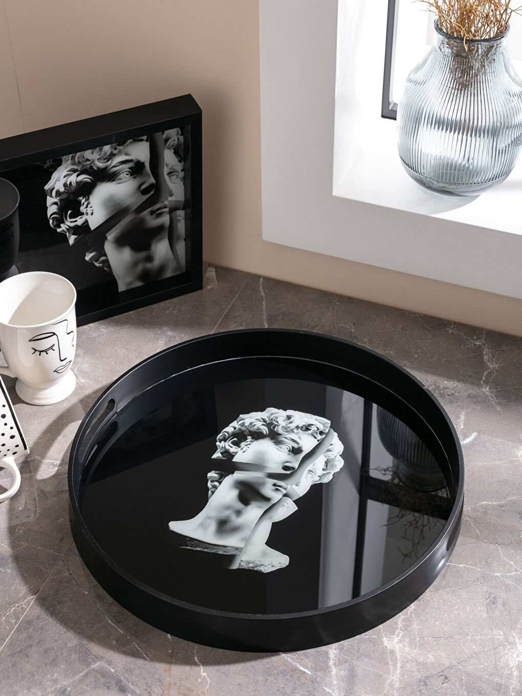 Sculpture Printed Decorative Tray 36 Cm