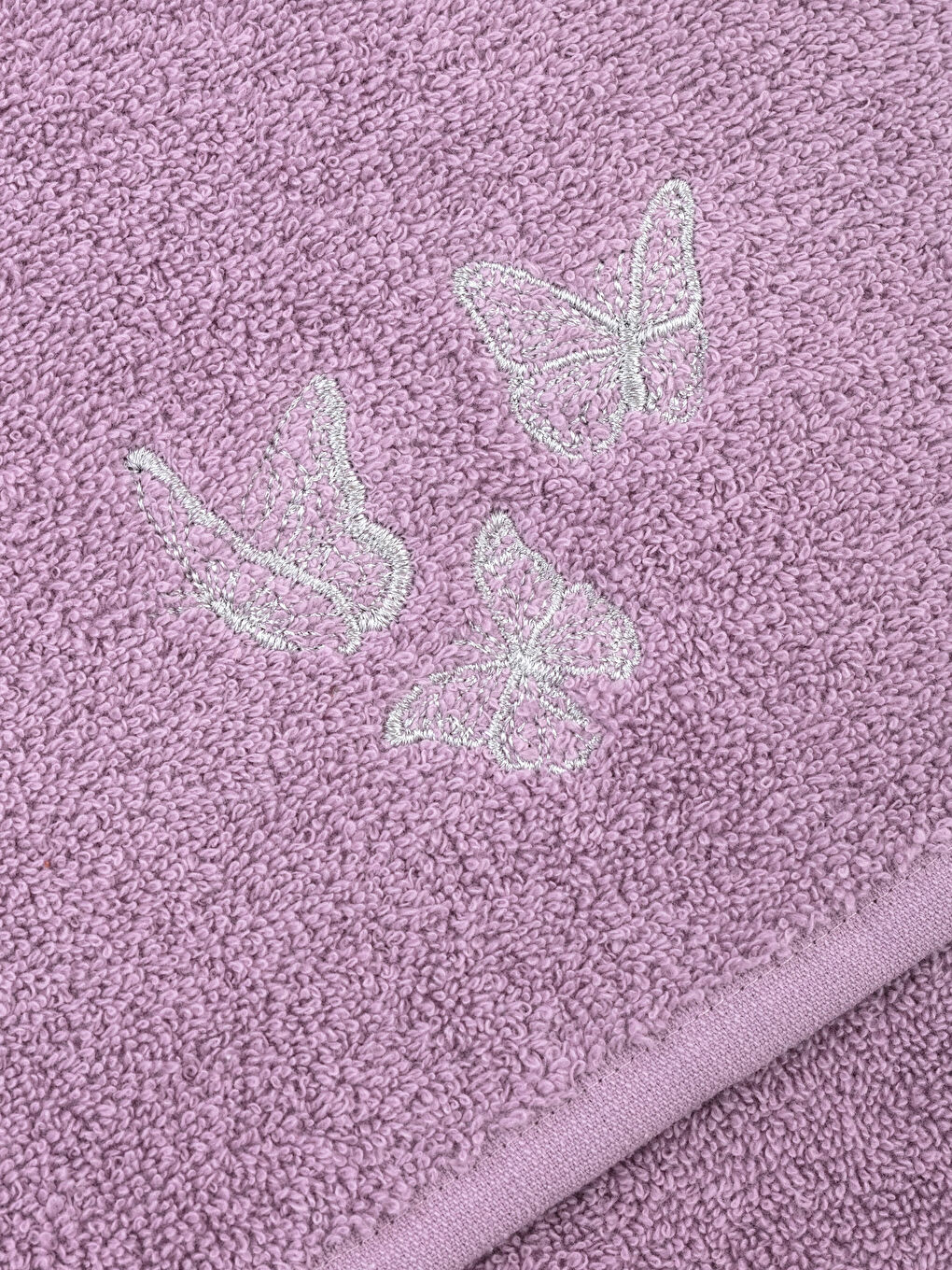 Serviette de visage en coton brodée papillon 50x80 cm-2