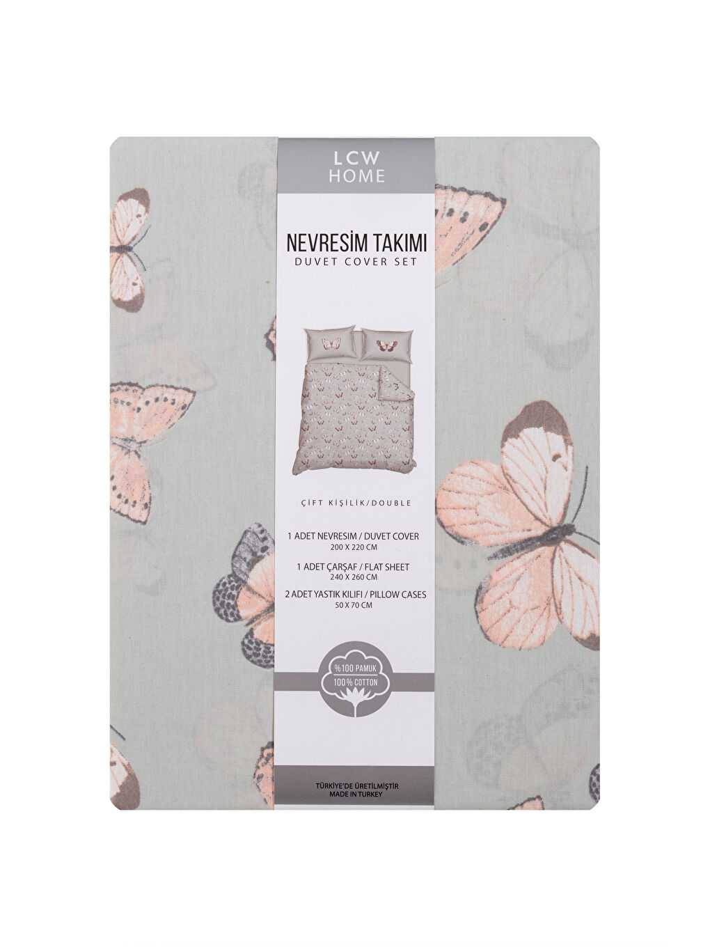 Karışık Çift Kişilik Desenli Pamuklu Nevresim Takımı-7