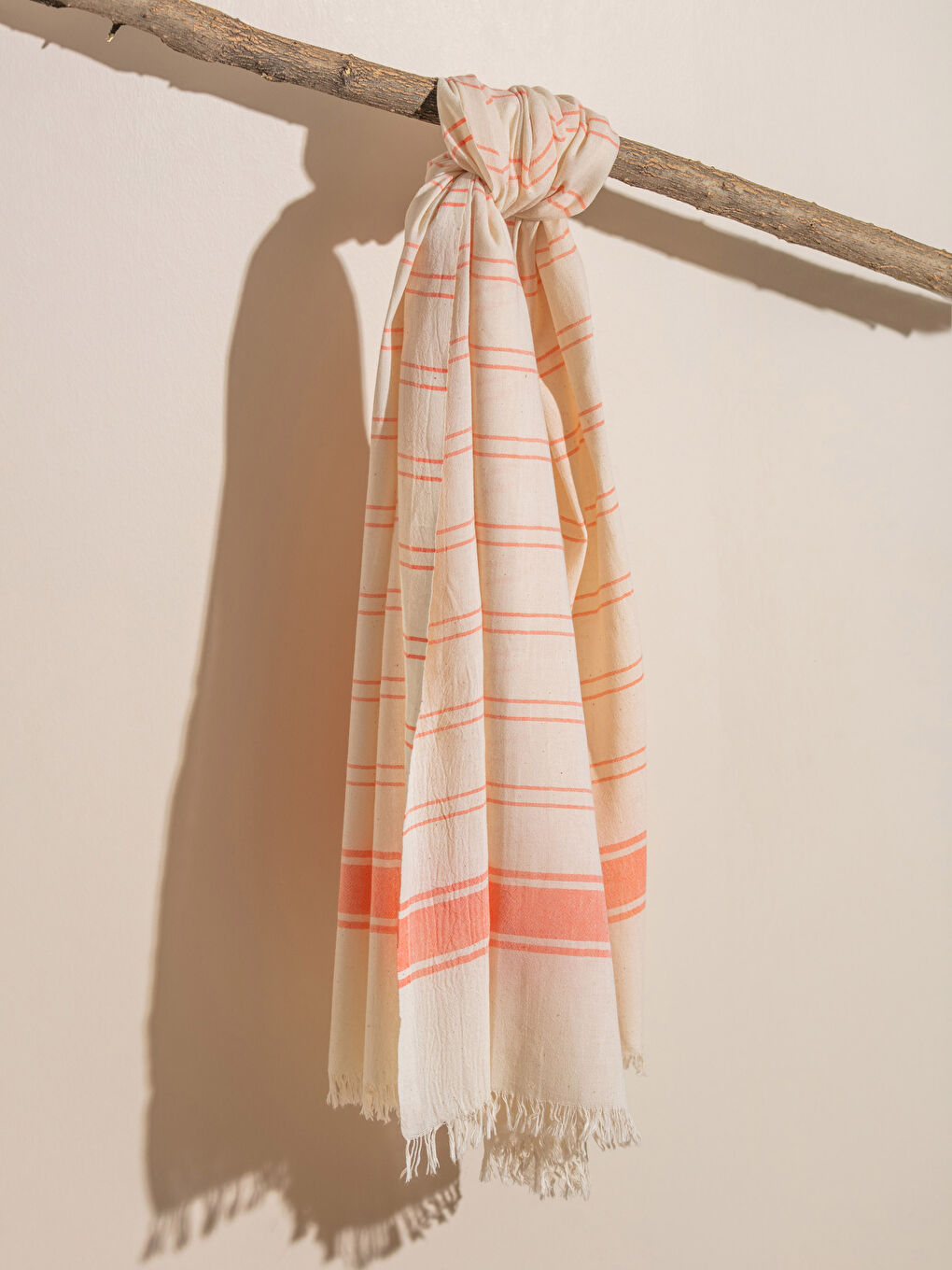 Striped Fringed Peshtemal Beach Towel 90x165 Cm -S2HR46Z8-RHM