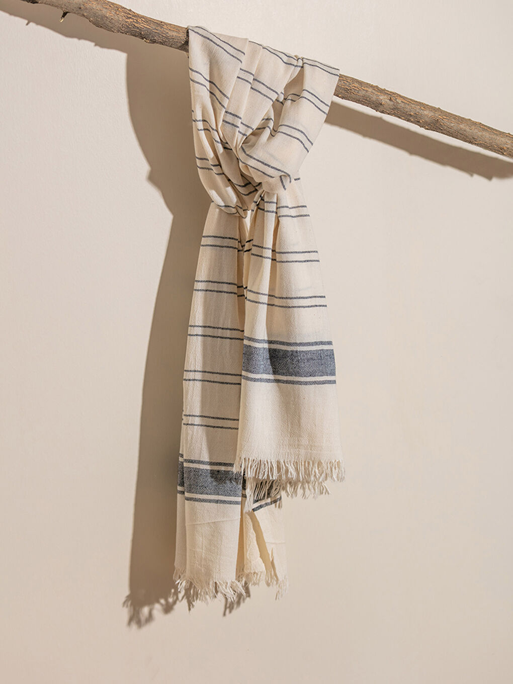 Striped Fringed Peshtemal Beach Towel 90x165 Cm -S2HR46Z8-RLH