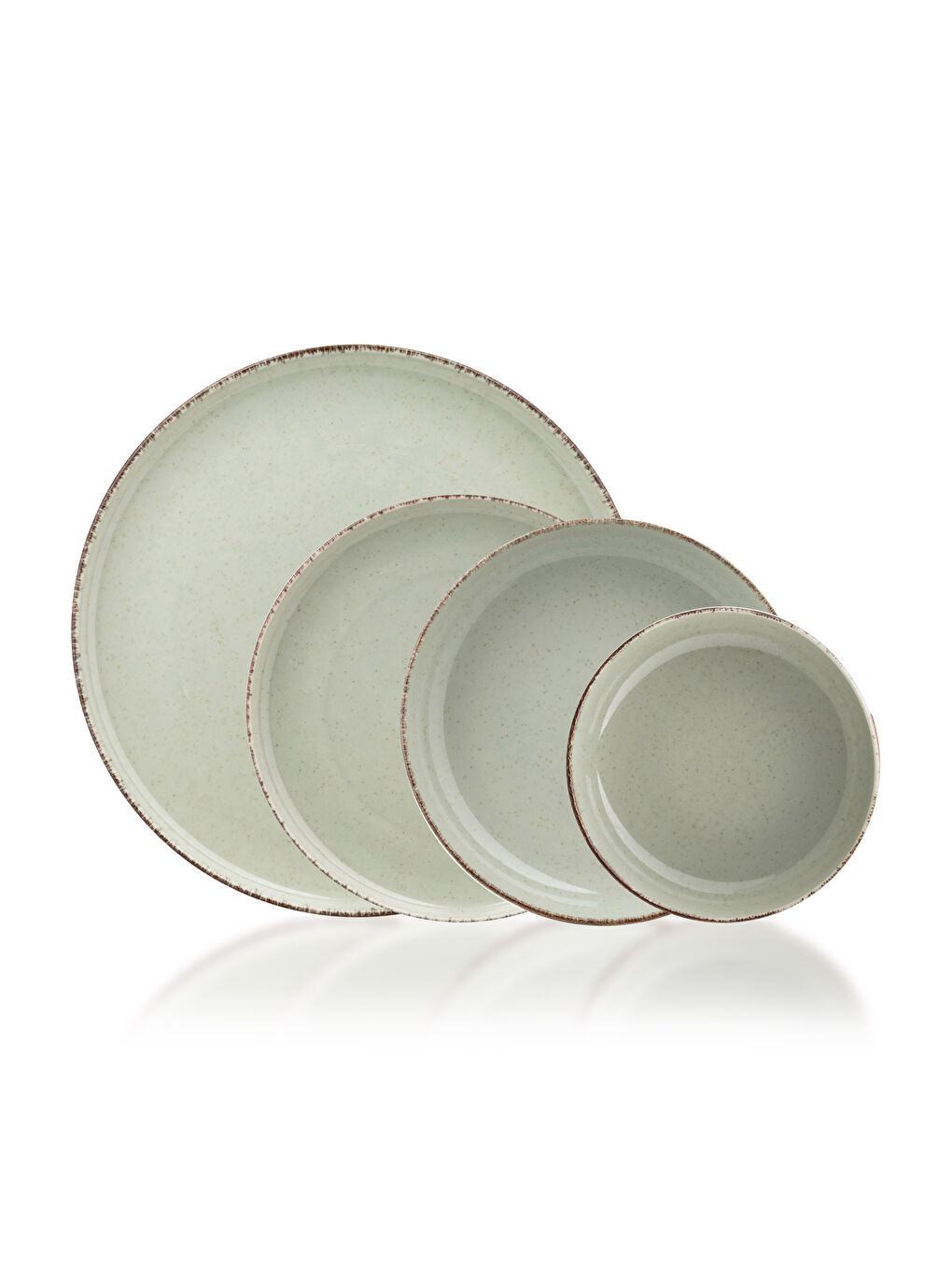 Yeşil Düz Porselen 8'li 2 Kişilik Yemek Takımı-6