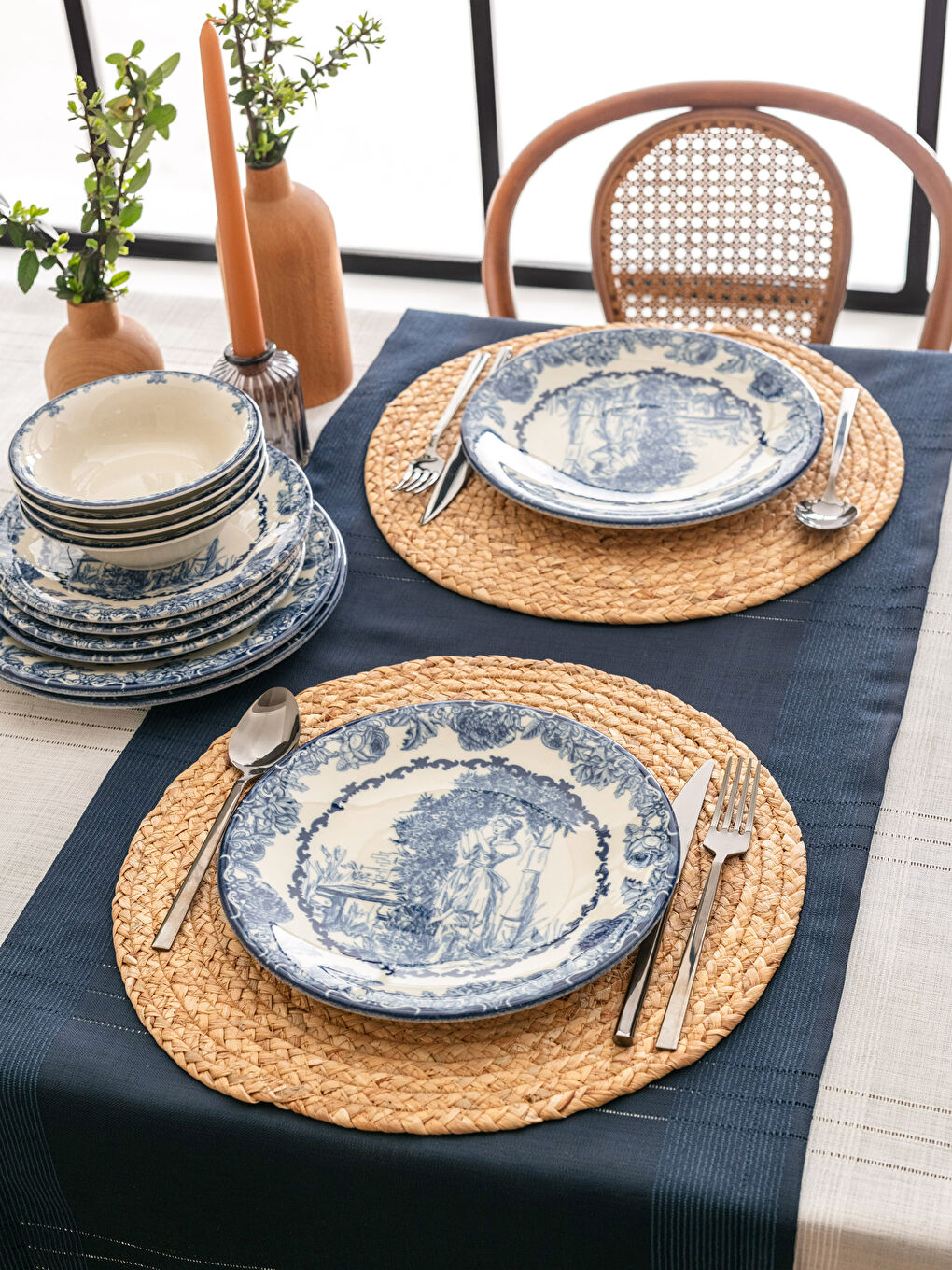 طقم عشاء بورسلين مطبوع ١٢ قطعة لـ ٤ أشخاص