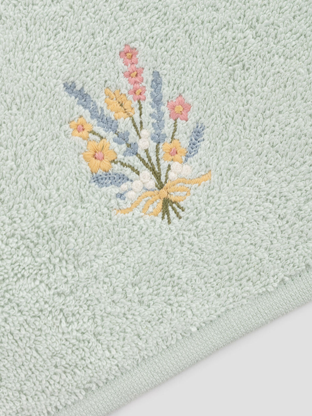 Serviette d'invité en coton brodée florale 30x50 cm-2