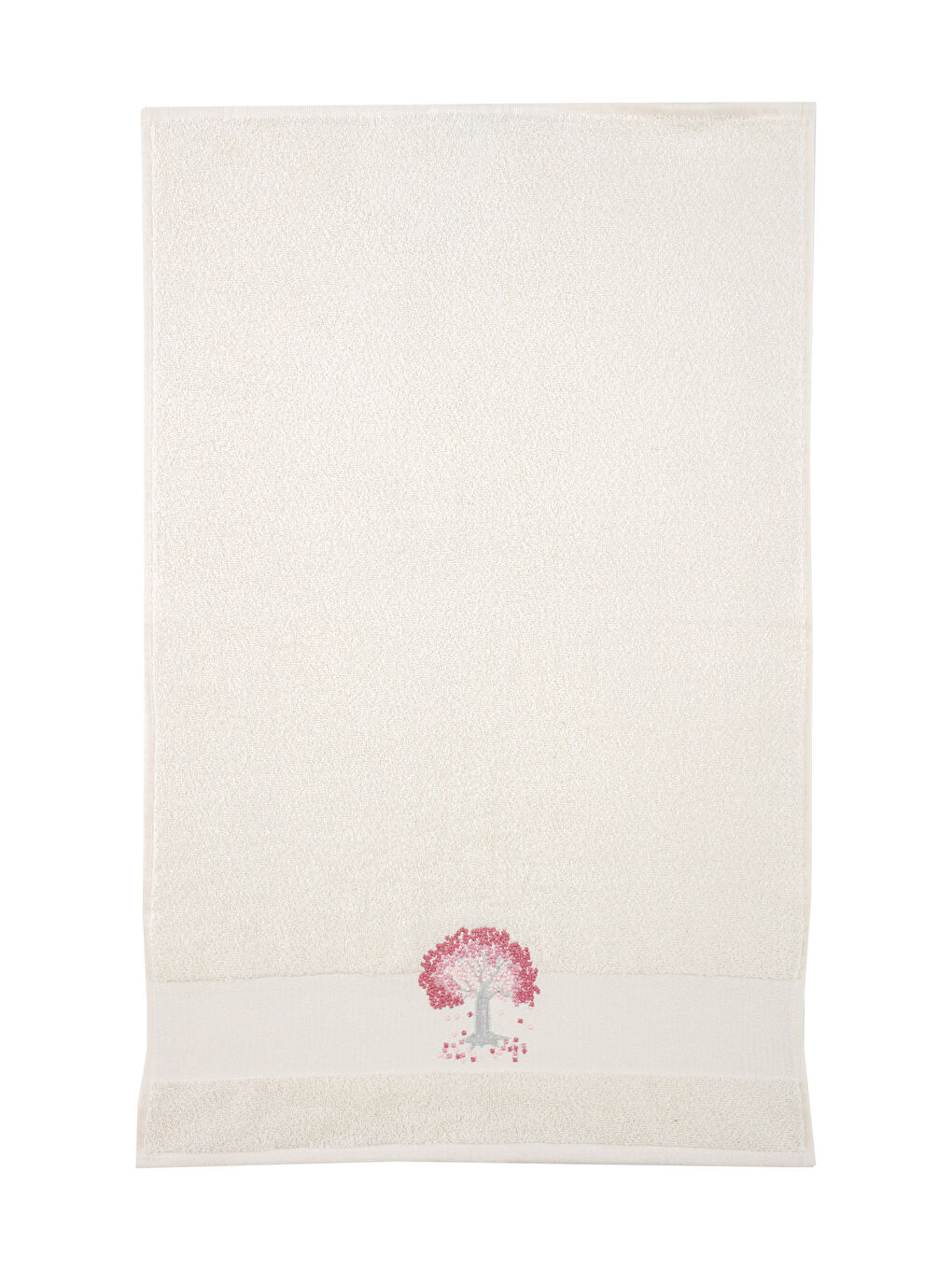 Ekru Pamuklu Nakış Detaylı Yüz Havlusu 50x80 cm-4