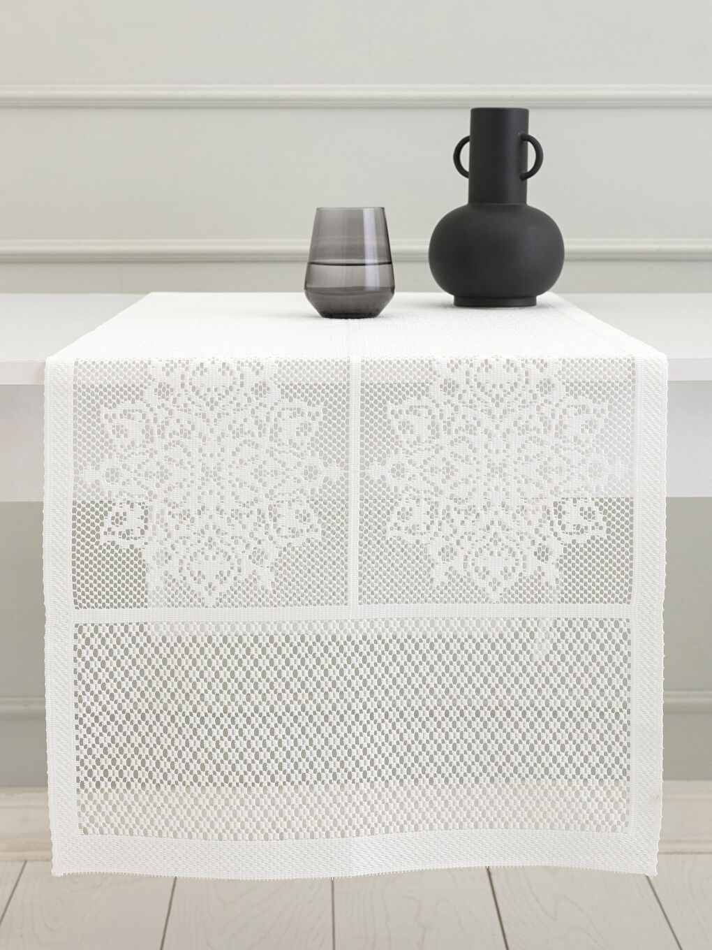 Bej Dantel Runner 45x150 cm-1