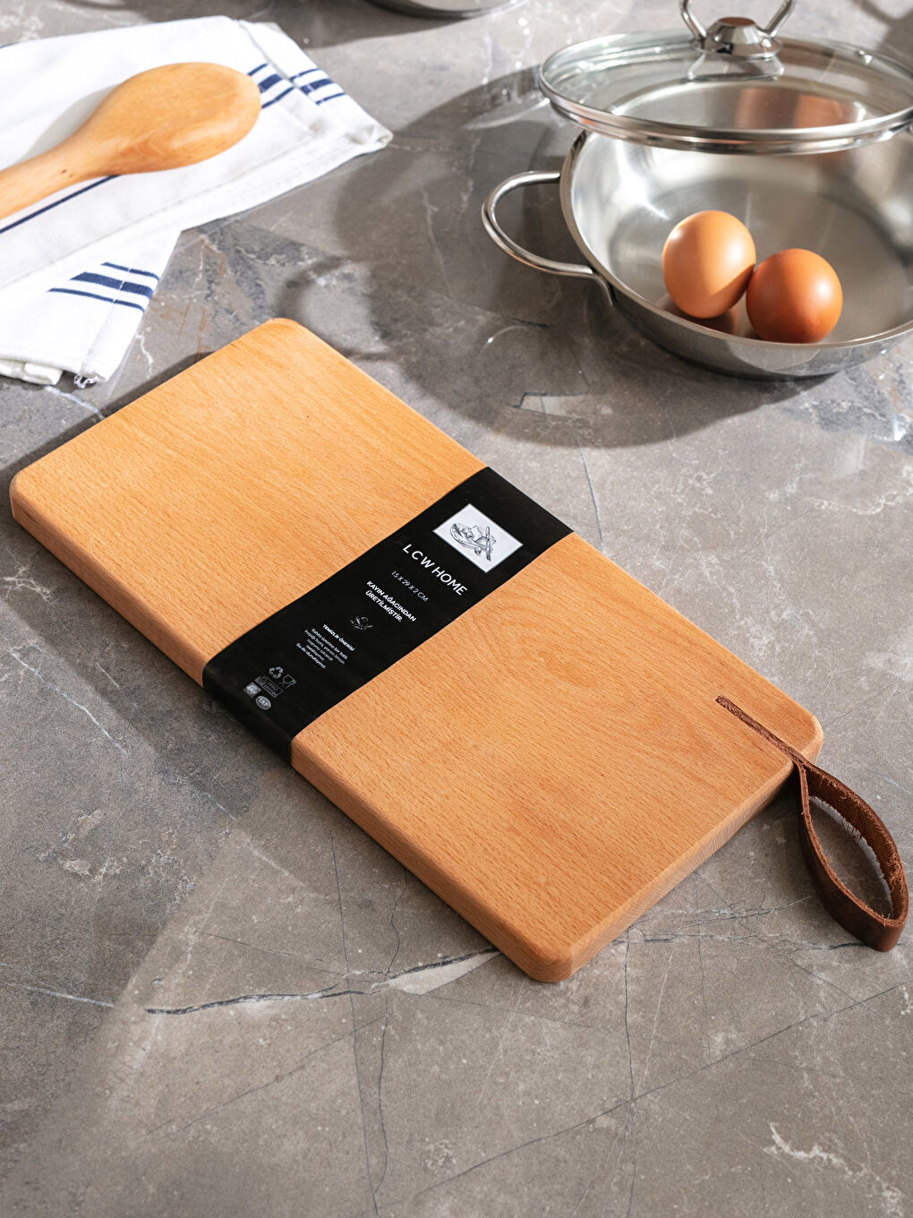 Kahverengi Düz Ahşap Kesme Tahtası 15x29x2 cm-3