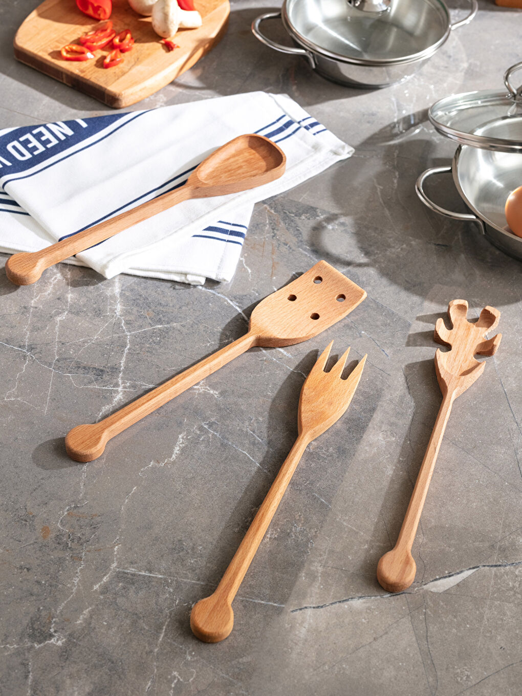 Flat Wooden Spatula Set of 4
